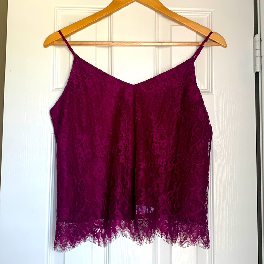 WAYF Wine Lace Women’s Blouse Size Small - NWT